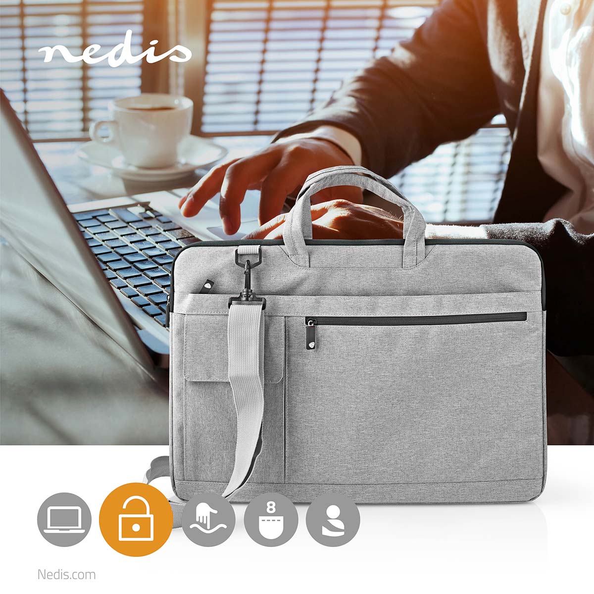 Notebook-Tasche | 17 - 18 " | Trageriemen | 8 Fächer | 30 mm | 320 mm | 460 mm | Polyester