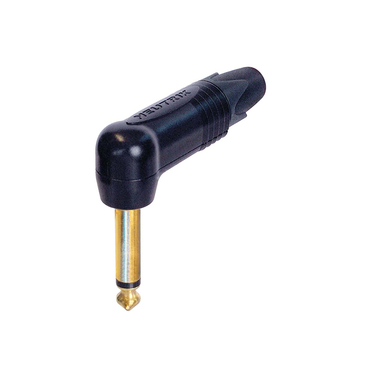 2-poliger 6,35-mm-Profi-Winkelstecker, goldene Kontakte, schwarzes Gehäuse