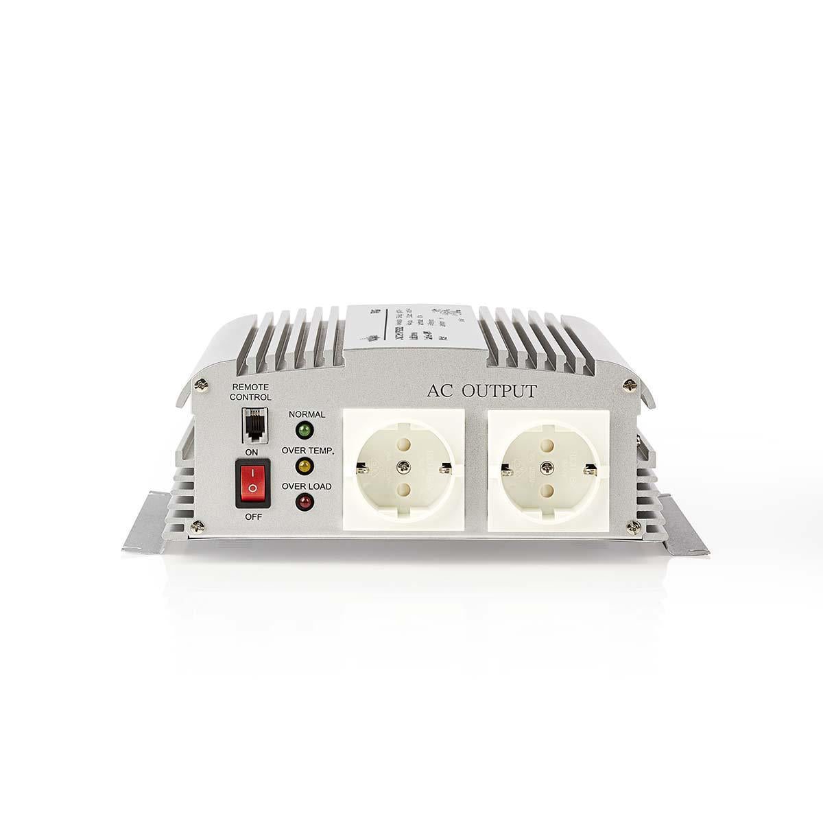 Power Inverter änderte Sinus-Wellen | Eingangsspannung: 24 V DC | Geräteausgangsanschluss: 2 | 230 V AC 50 Hz | 1000 W | Spitzenleistung: 2400 W | Buchsentyp: F (CEE 7/3) | Batterieklemmen | Silber