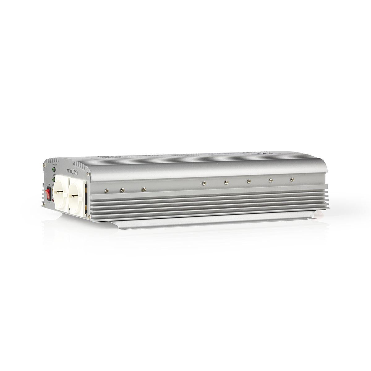 Power Inverter änderte Sinus-Wellen | Eingangsspannung: 12 V DC | Geräteausgangsanschluss: 2 | 230 V AC 50 Hz | 1000 W | Spitzenleistung: 2400 W | Buchsentyp: F (CEE 7/3) | Batterieklemmen | Silber