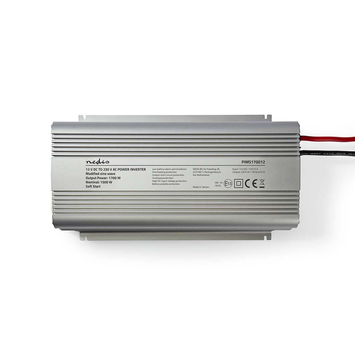 Power Inverter änderte Sinus-Wellen | Eingangsspannung: 12 V DC | Geräteausgangsanschluss: 2 | 230 V AC 50 Hz | 1700 W | Spitzenleistung: 3000 W | Buchsentyp: F (CEE 7/3) | Schraubklemme | Silber