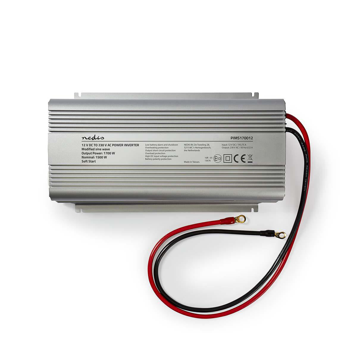 Power Inverter änderte Sinus-Wellen | Eingangsspannung: 12 V DC | Geräteausgangsanschluss: 2 | 230 V AC 50 Hz | 1700 W | Spitzenleistung: 3000 W | Buchsentyp: F (CEE 7/3) | Schraubklemme | Silber