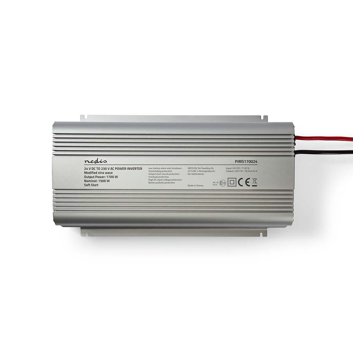 Power Inverter änderte Sinus-Wellen | Eingangsspannung: 24 V DC | Geräteausgangsanschluss: 2 | 230 V AC 50 Hz | 1700 W | Spitzenleistung: 3000 W | Buchsentyp: F (CEE 7/3) | Schraubklemme | Silber