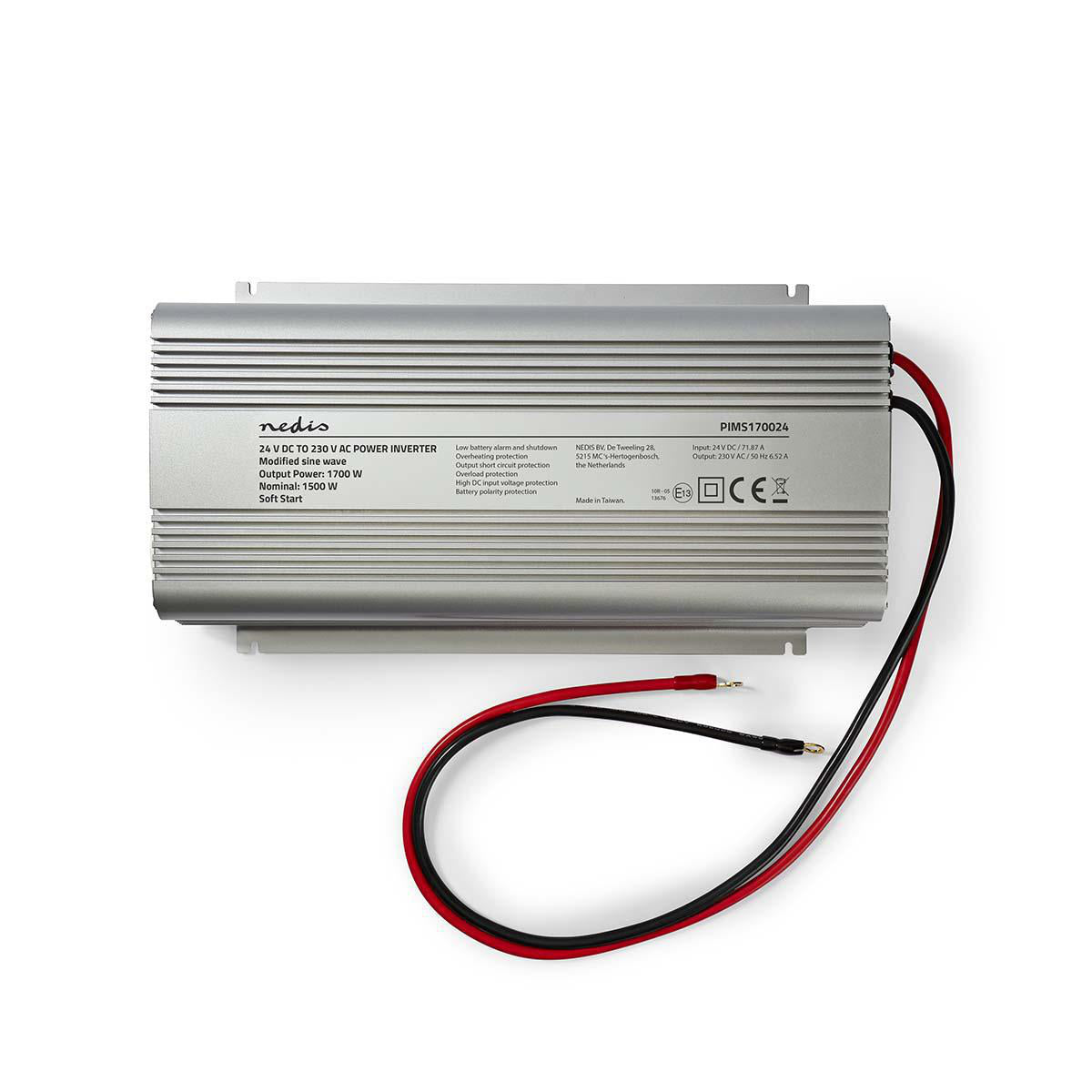 Power Inverter änderte Sinus-Wellen | Eingangsspannung: 24 V DC | Geräteausgangsanschluss: 2 | 230 V AC 50 Hz | 1700 W | Spitzenleistung: 3000 W | Buchsentyp: F (CEE 7/3) | Schraubklemme | Silber