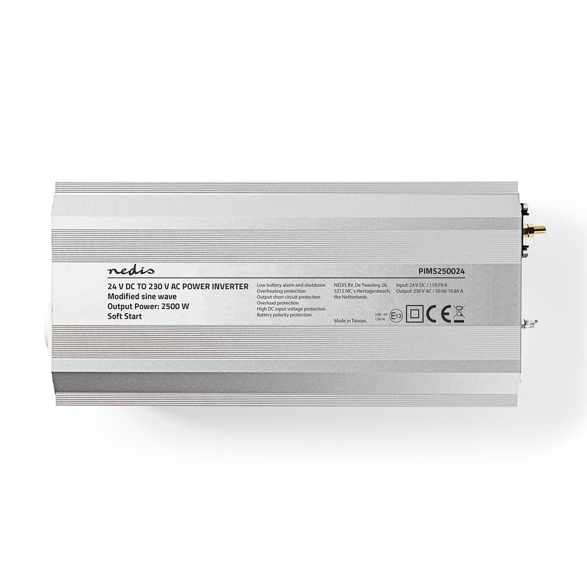 Power Inverter änderte Sinus-Wellen | Eingangsspannung: 24 V DC | Geräteausgangsanschluss: 2 | 230 V AC 50 Hz | 2500 W | Spitzenleistung: 5000 W | Buchsentyp: F (CEE 7/3) | Schraubklemme | Silber