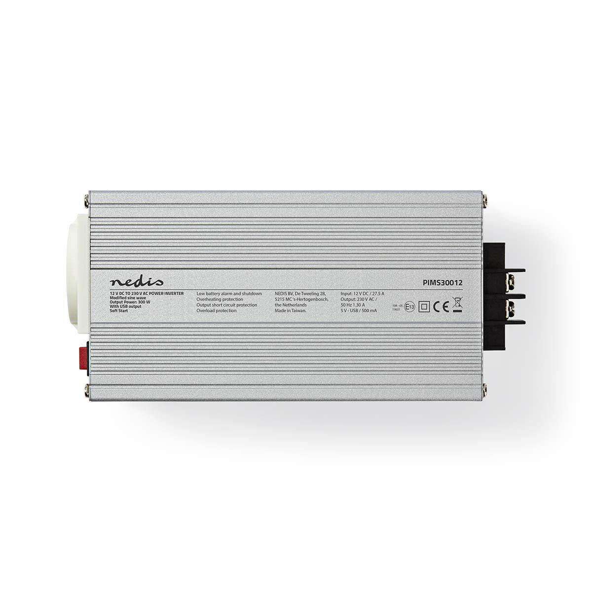 Power Inverter änderte Sinus-Wellen | Eingangsspannung: 12 V DC | Geräteausgangsanschluss: 1 | 230 V AC 50 Hz | 300 W | Spitzenleistung: 600 W | Buchsentyp: F (CEE 7/3) / USB | Batterieklemmen + Zigarettenanzünder | Silber