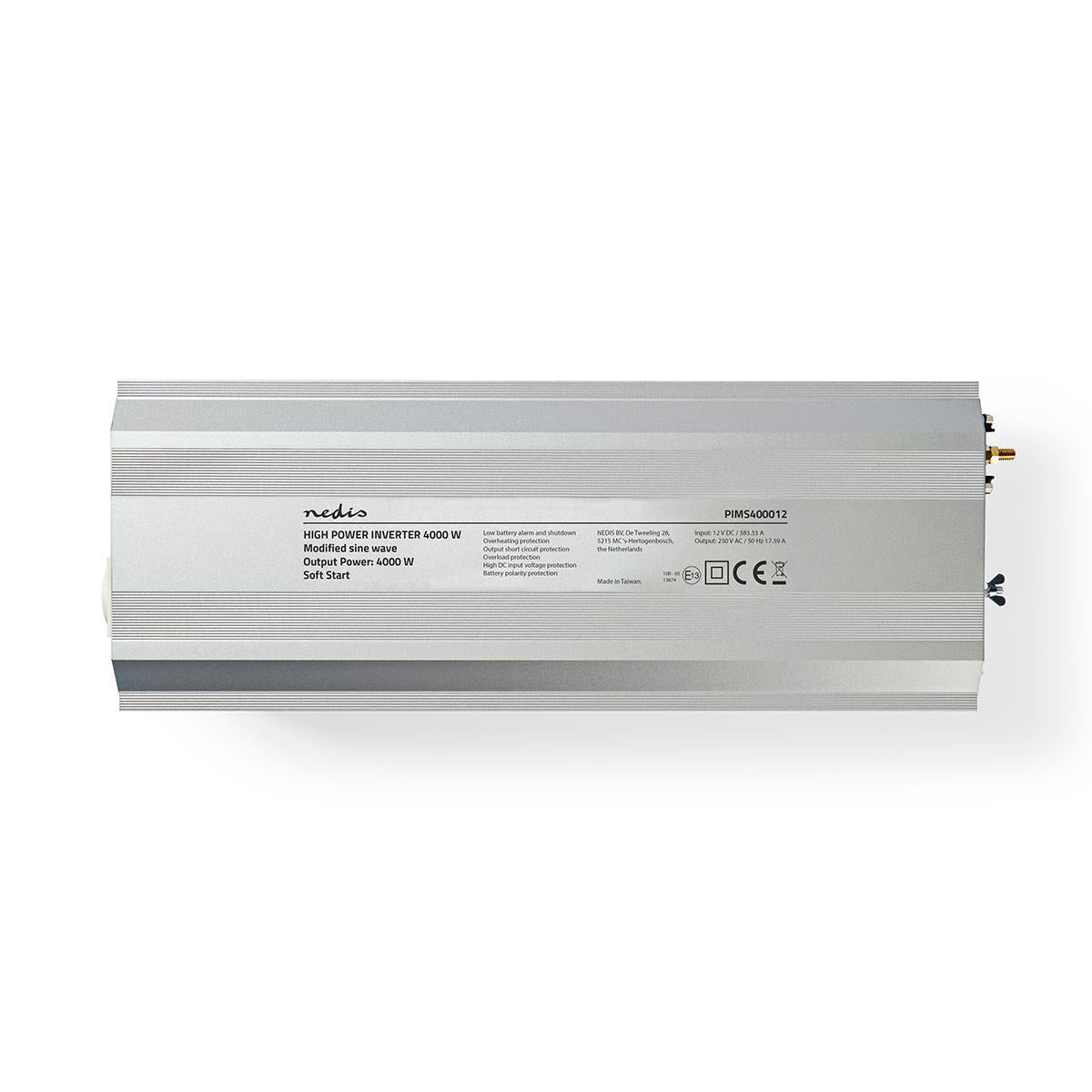 Power Inverter änderte Sinus-Wellen | Eingangsspannung: 12 V DC | Geräteausgangsanschluss: 2 | 230 V AC 50 Hz | 4000 W | Spitzenleistung: 8000 W | Buchsentyp: F (CEE 7/3) | Schraubklemme | Silber