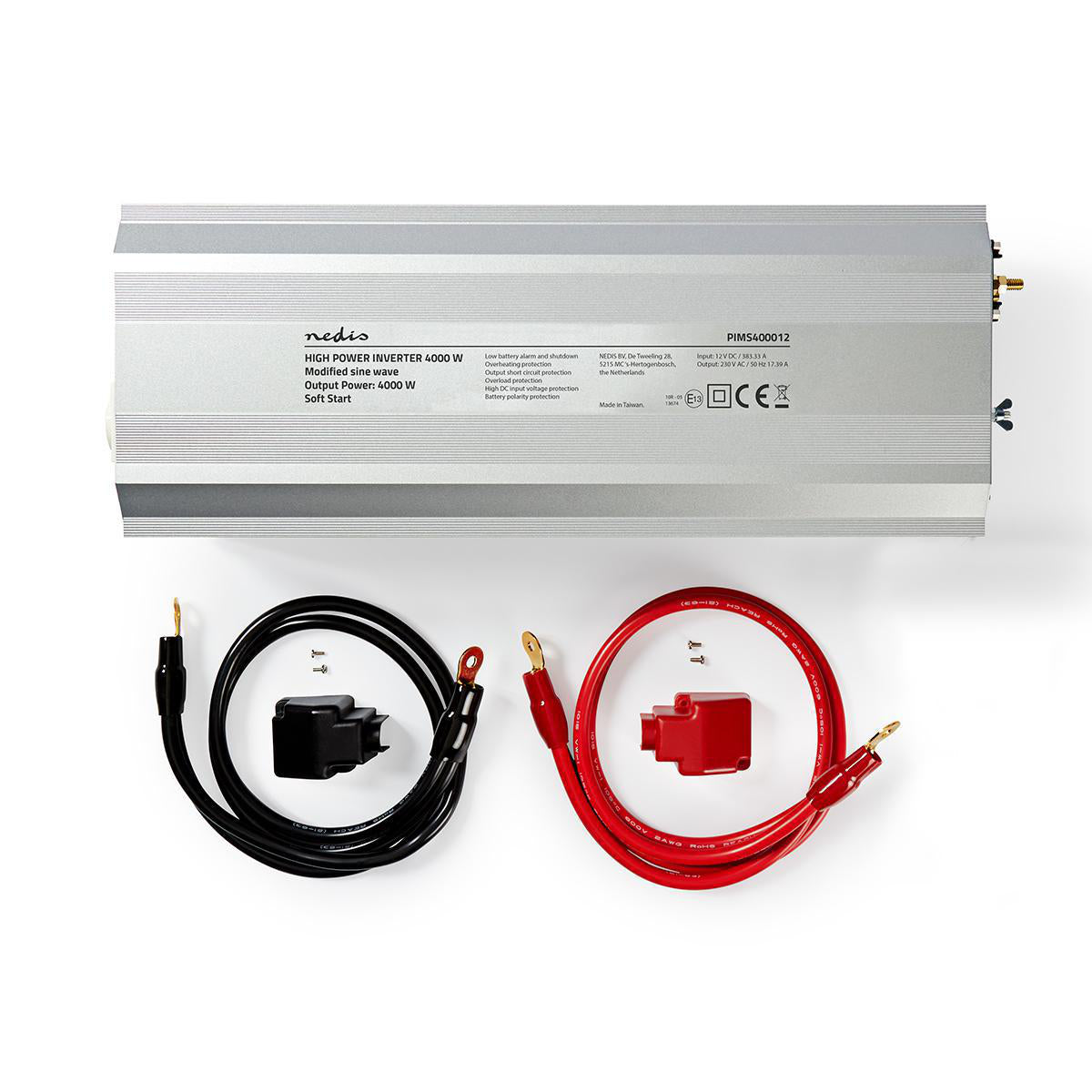 Power Inverter änderte Sinus-Wellen | Eingangsspannung: 12 V DC | Geräteausgangsanschluss: 2 | 230 V AC 50 Hz | 4000 W | Spitzenleistung: 8000 W | Buchsentyp: F (CEE 7/3) | Schraubklemme | Silber