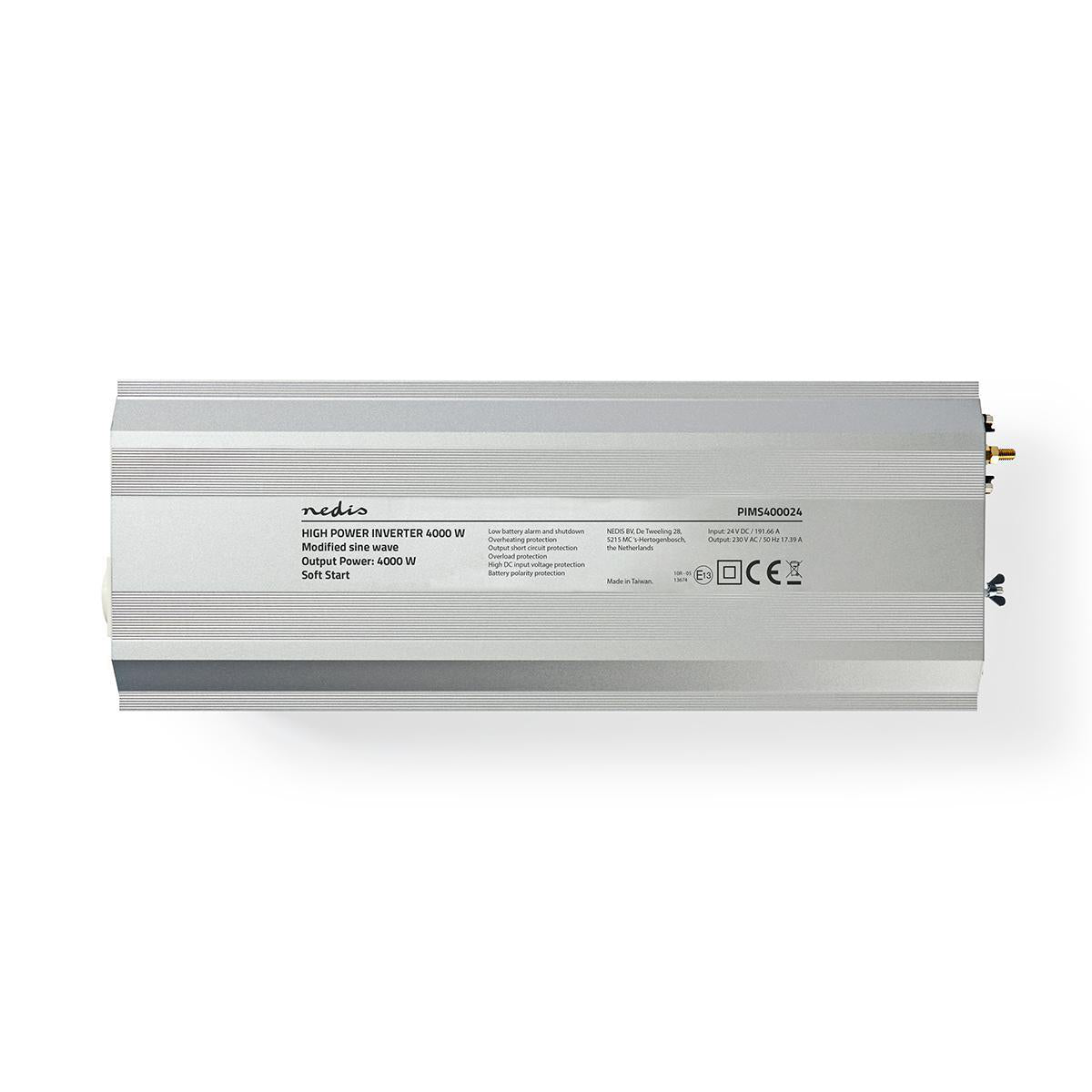 Power Inverter änderte Sinus-Wellen | Eingangsspannung: 24 V DC | Geräteausgangsanschluss: 2 | 230 V AC 50 Hz | 4000 W | Spitzenleistung: 8000 W | Buchsentyp: F (CEE 7/3) | Schraubklemme | Silber