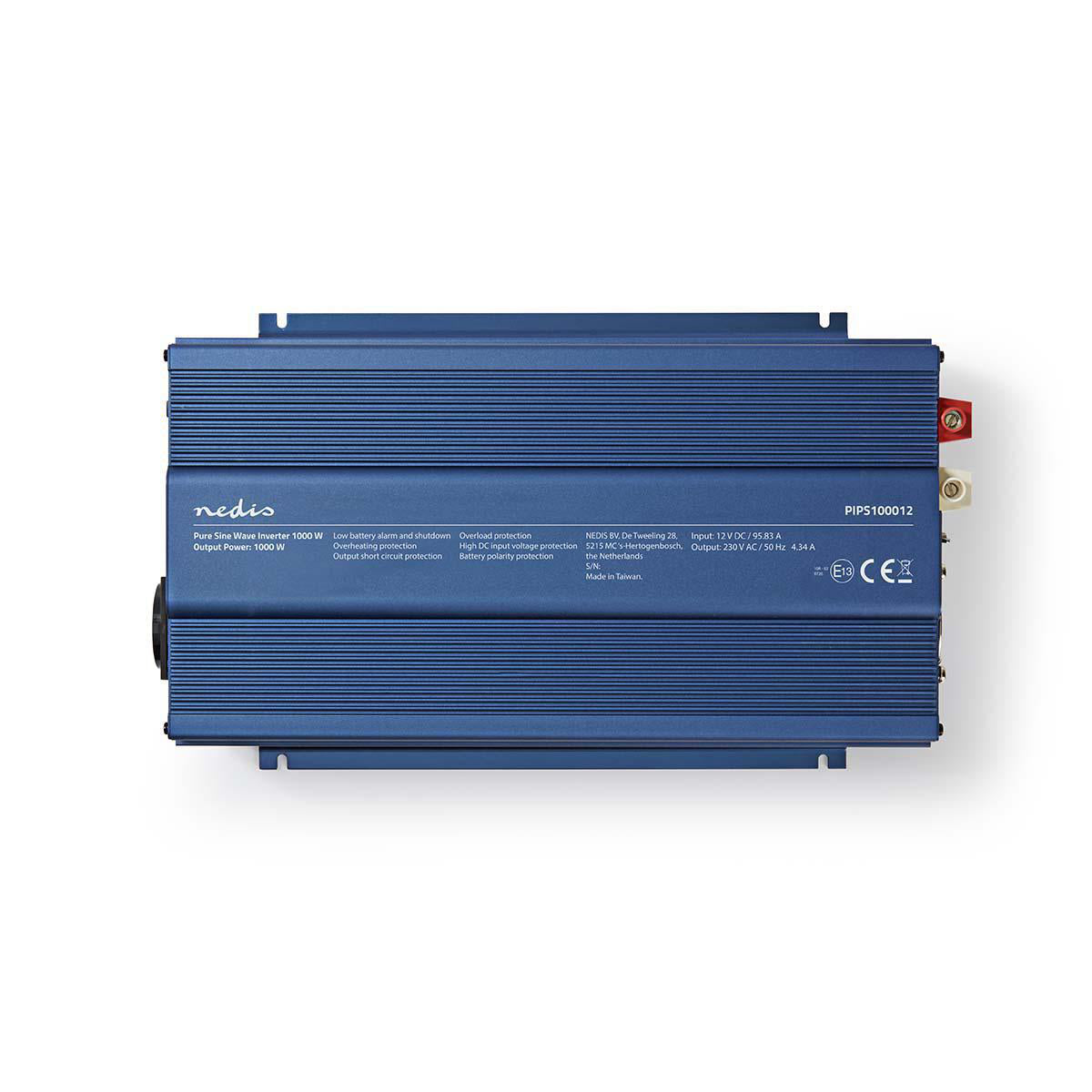 Power Inverter reine Sinus-Wellen | Eingangsspannung: 12 V DC | Geräteausgangsanschluss: 1 | 230 V AC 50 Hz | 1000 W | Spitzenleistung: 2000 W | Buchsentyp: F (CEE 7/3) | Schraubklemme | Reine Sinuswelle | Düse | Blau