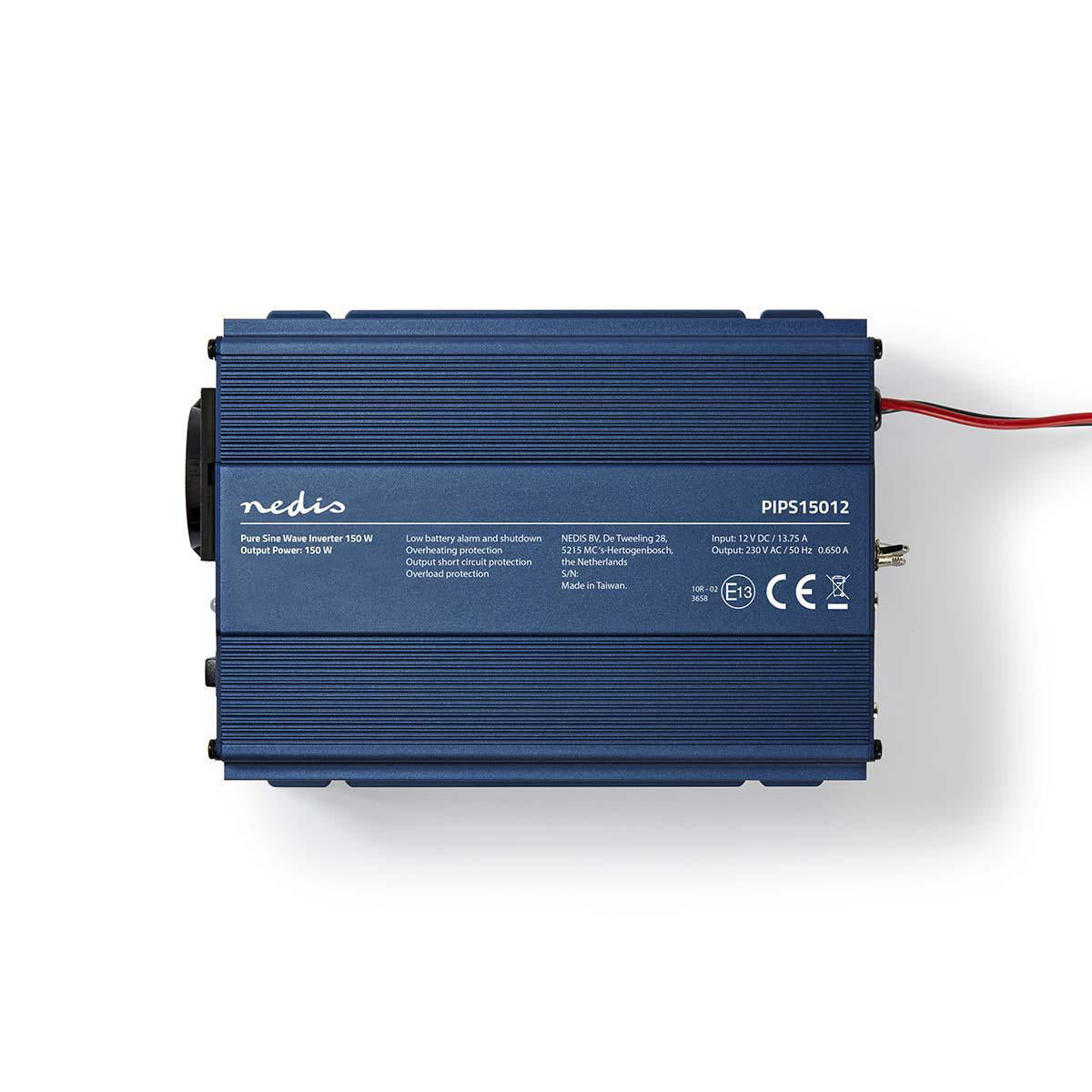 Power Inverter reine Sinus-Wellen | Eingangsspannung: 12 V DC | Geräteausgangsanschluss: 1 | 230 V AC 50 Hz | 150 W | Spitzenleistung: 300 W | Buchsentyp: F (CEE 7/3) | Zigarettenanzünder | Reine Sinuswelle | Düse | Blau