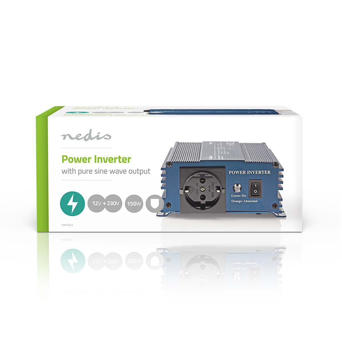 Power Inverter reine Sinus-Wellen | Eingangsspannung: 12 V DC | Geräteausgangsanschluss: 1 | 230 V AC 50 Hz | 150 W | Spitzenleistung: 300 W | Buchsentyp: F (CEE 7/3) | Zigarettenanzünder | Reine Sinuswelle | Düse | Blau