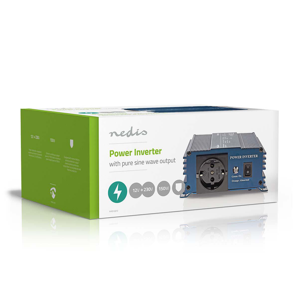 Power Inverter reine Sinus-Wellen | Eingangsspannung: 12 V DC | Geräteausgangsanschluss: 1 | 230 V AC 50 Hz | 150 W | Spitzenleistung: 300 W | Buchsentyp: F (CEE 7/3) | Zigarettenanzünder | Reine Sinuswelle | Düse | Blau