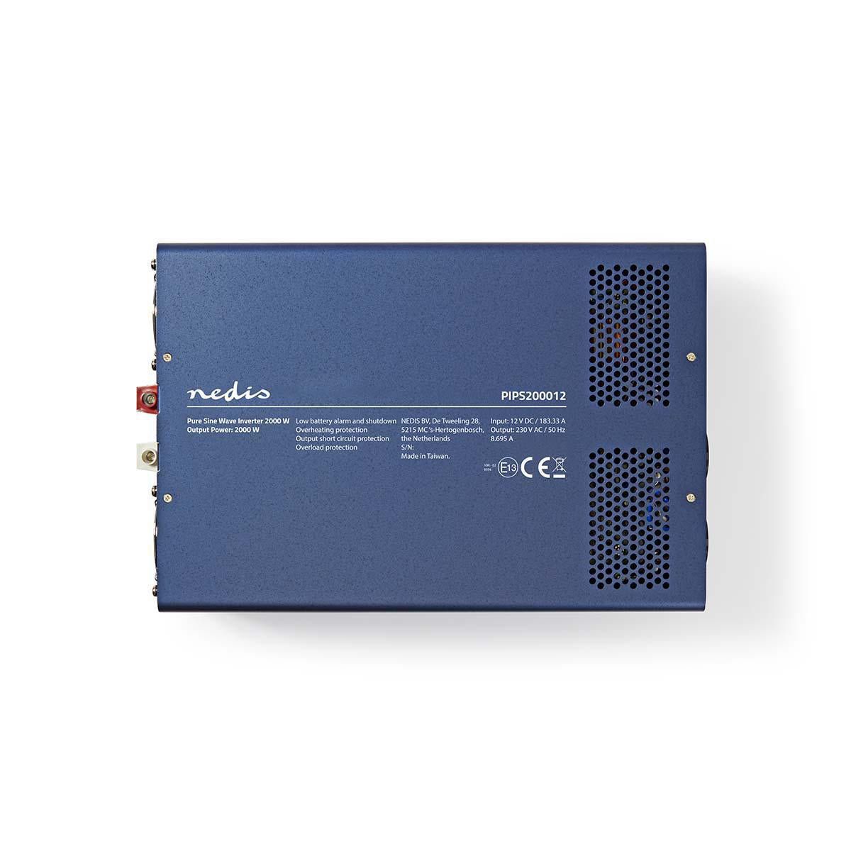 Power Inverter reine Sinus-Wellen | Eingangsspannung: 12 V DC | Geräteausgangsanschluss: 2 | 230 V AC 50 Hz | 2000 W | Spitzenleistung: 4000 W | Buchsentyp: F (CEE 7/3) | Schraubklemme | Reine Sinuswelle | Düse | Blau