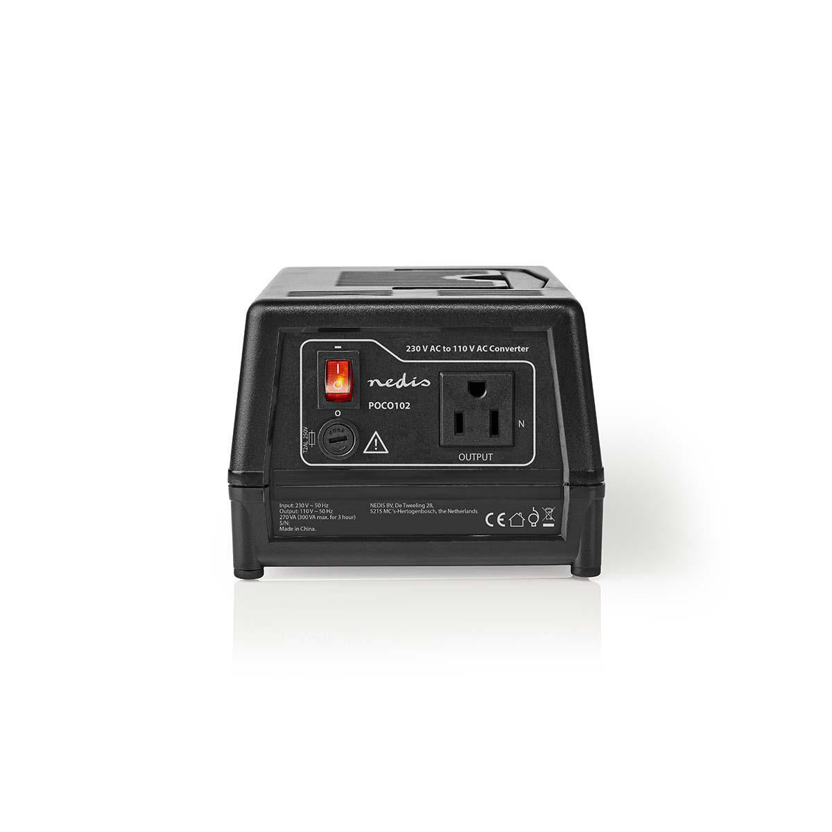 Stromwandler | Netzstromversorgung | 230 V AC 50 Hz | 300 W | Schutzkontakt | Schwarz