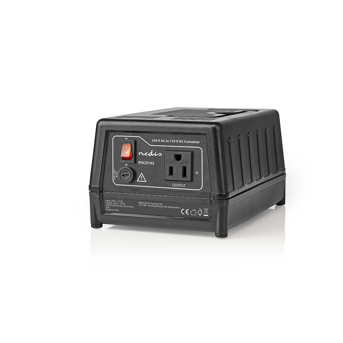 Stromwandler | Netzstromversorgung | 230 V AC 50 Hz | 300 W | Schutzkontakt | Schwarz