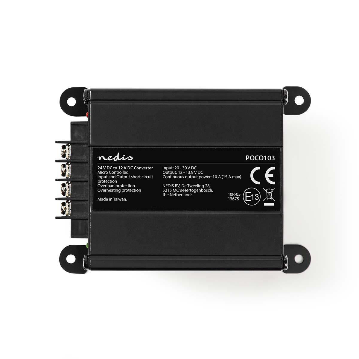 Stromwandler | Auto Angetrieben | 24 V DC | 12 V DC | 120 W | Schraubklemme | Ausgestattet mit einer Sicherung | Schwarz