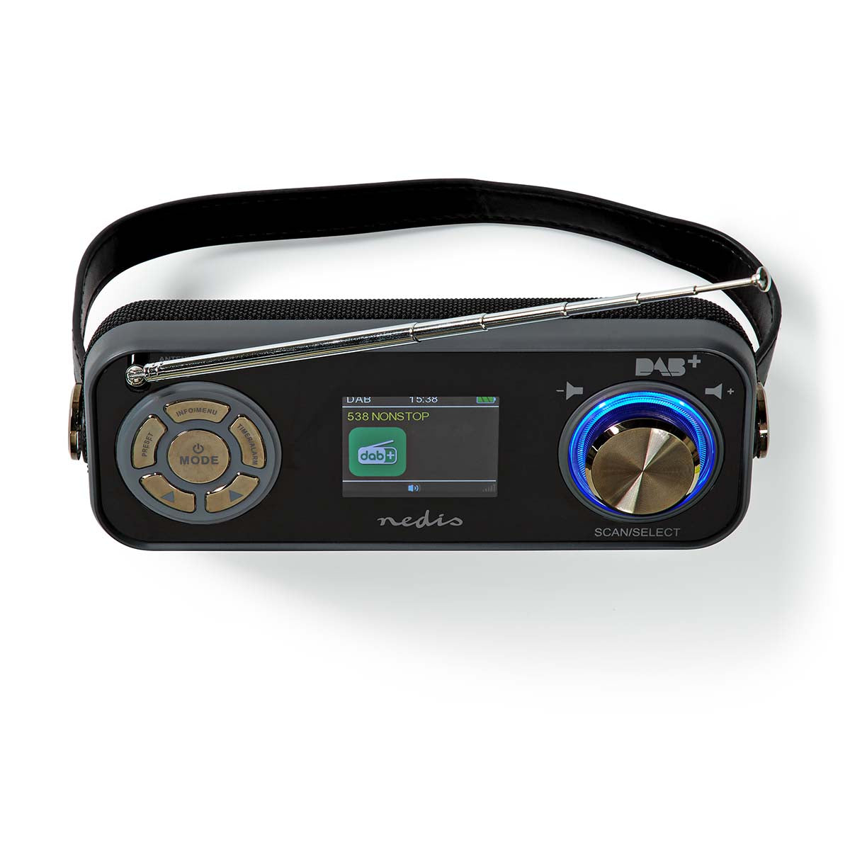 DAB+ Radio | Tisch Ausführumg | DAB+ / FM | 2.4 " | Farbbildschirm | Batteriebetrieben / Netzstromversorgung | Digital | 24 W | Bluetooth® | Kopfhörerausgang | Wecker | Sleep Timer | Tragegriff | Schwarz