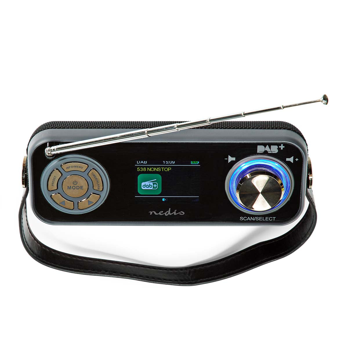 DAB+ Radio | Tisch Ausführumg | DAB+ / FM | 2.4 " | Farbbildschirm | Batteriebetrieben / Netzstromversorgung | Digital | 24 W | Bluetooth® | Kopfhörerausgang | Wecker | Sleep Timer | Tragegriff | Schwarz