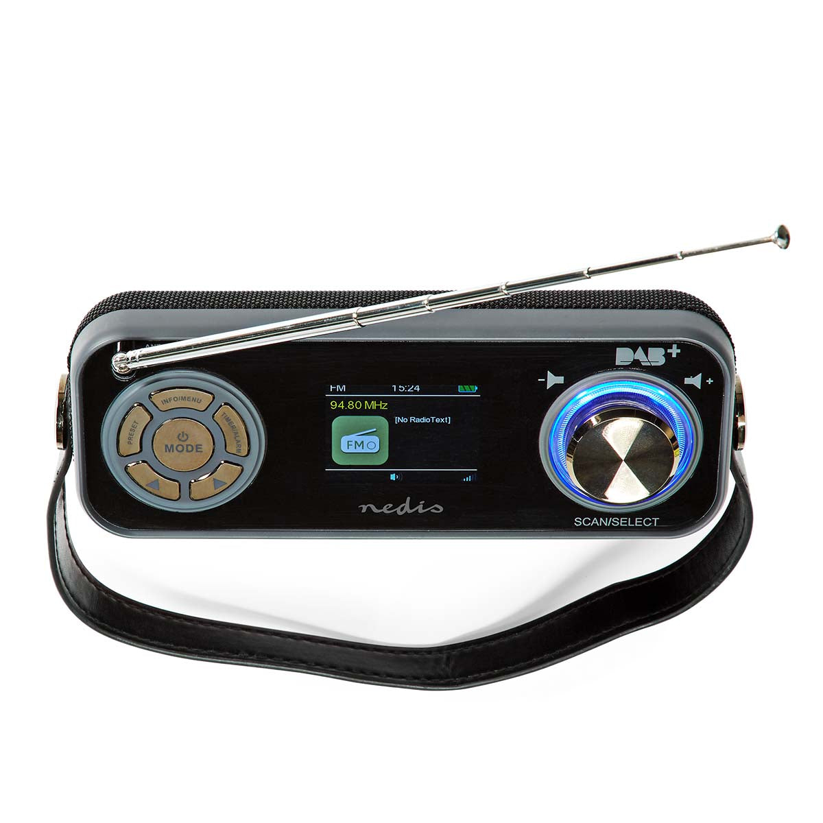 DAB+ Radio | Tisch Ausführumg | DAB+ / FM | 2.4 " | Farbbildschirm | Batteriebetrieben / Netzstromversorgung | Digital | 24 W | Bluetooth® | Kopfhörerausgang | Wecker | Sleep Timer | Tragegriff | Schwarz