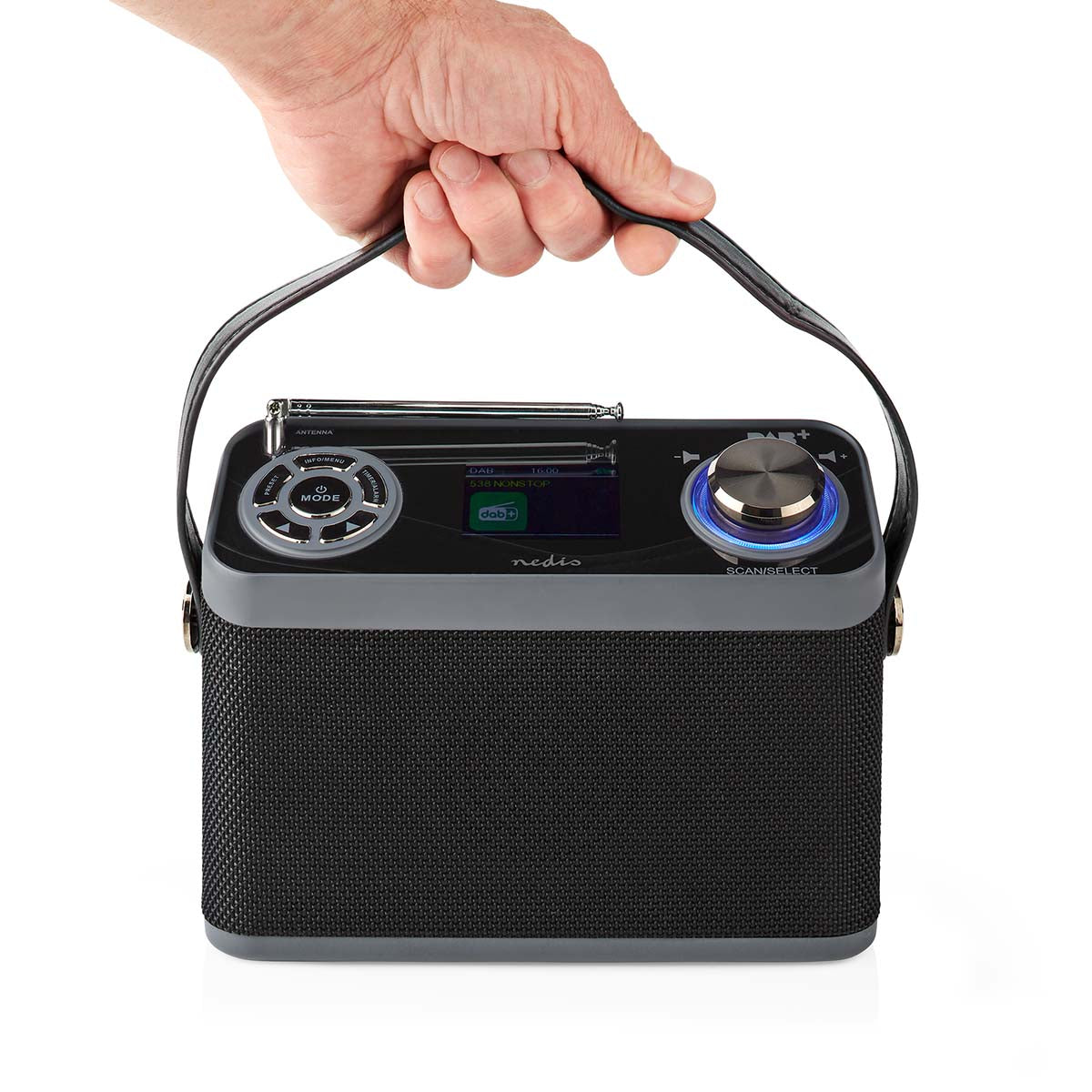 DAB+ Radio | Tisch Ausführumg | DAB+ / FM | 2.4 " | Farbbildschirm | Batteriebetrieben / Netzstromversorgung | Digital | 24 W | Bluetooth® | Kopfhörerausgang | Wecker | Sleep Timer | Tragegriff | Schwarz