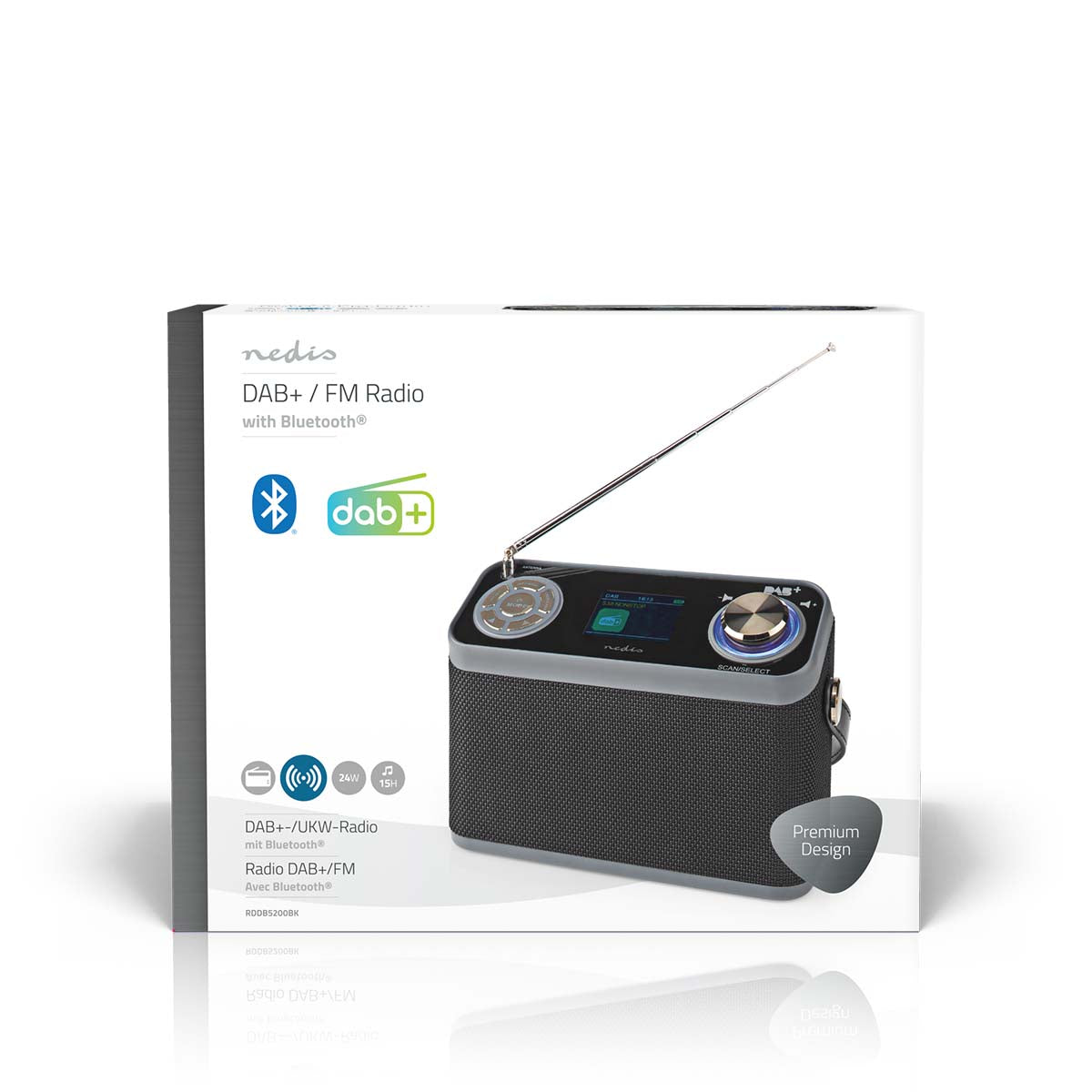 DAB+ Radio | Tisch Ausführumg | DAB+ / FM | 2.4 " | Farbbildschirm | Batteriebetrieben / Netzstromversorgung | Digital | 24 W | Bluetooth® | Kopfhörerausgang | Wecker | Sleep Timer | Tragegriff | Schwarz