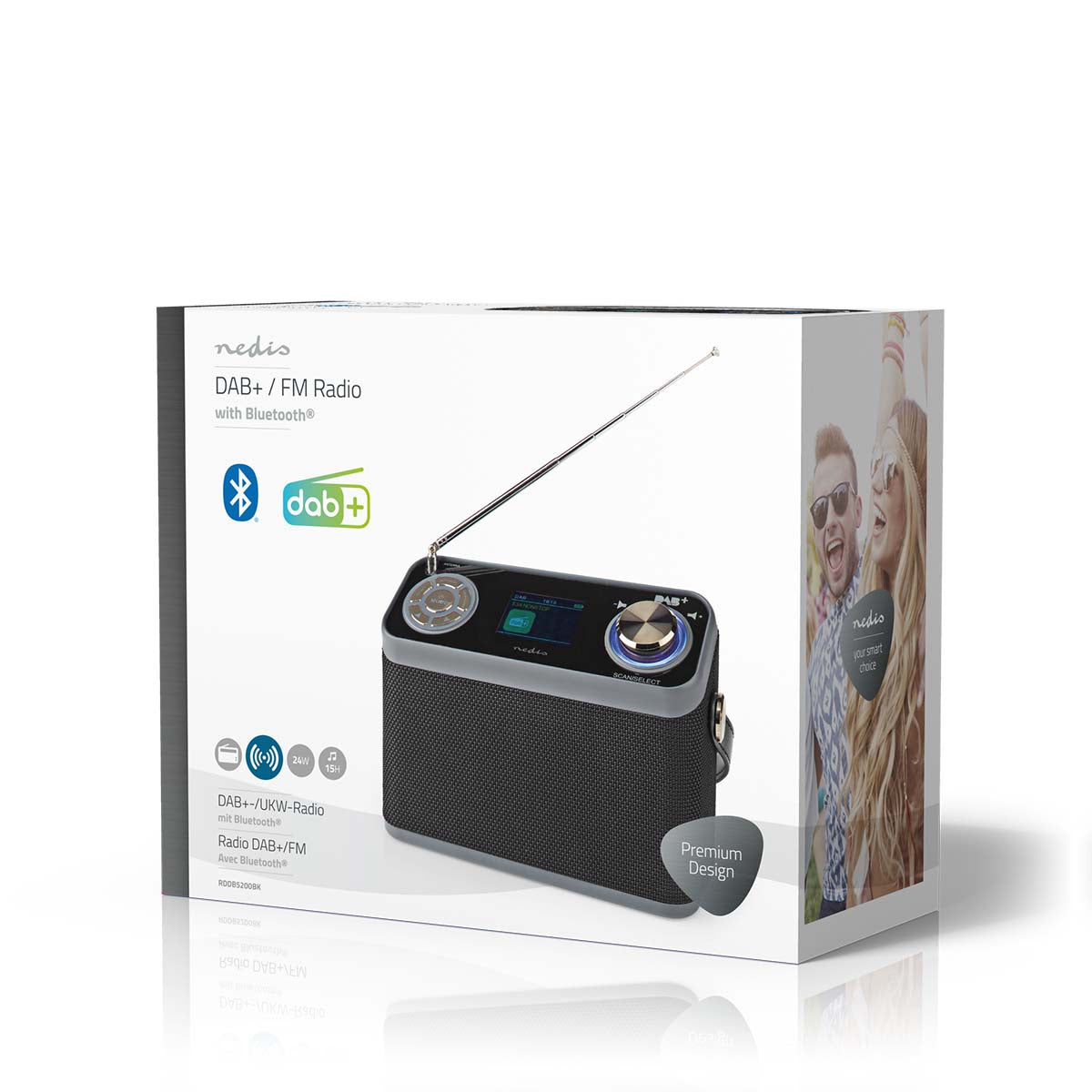 DAB+ Radio | Tisch Ausführumg | DAB+ / FM | 2.4 " | Farbbildschirm | Batteriebetrieben / Netzstromversorgung | Digital | 24 W | Bluetooth® | Kopfhörerausgang | Wecker | Sleep Timer | Tragegriff | Schwarz