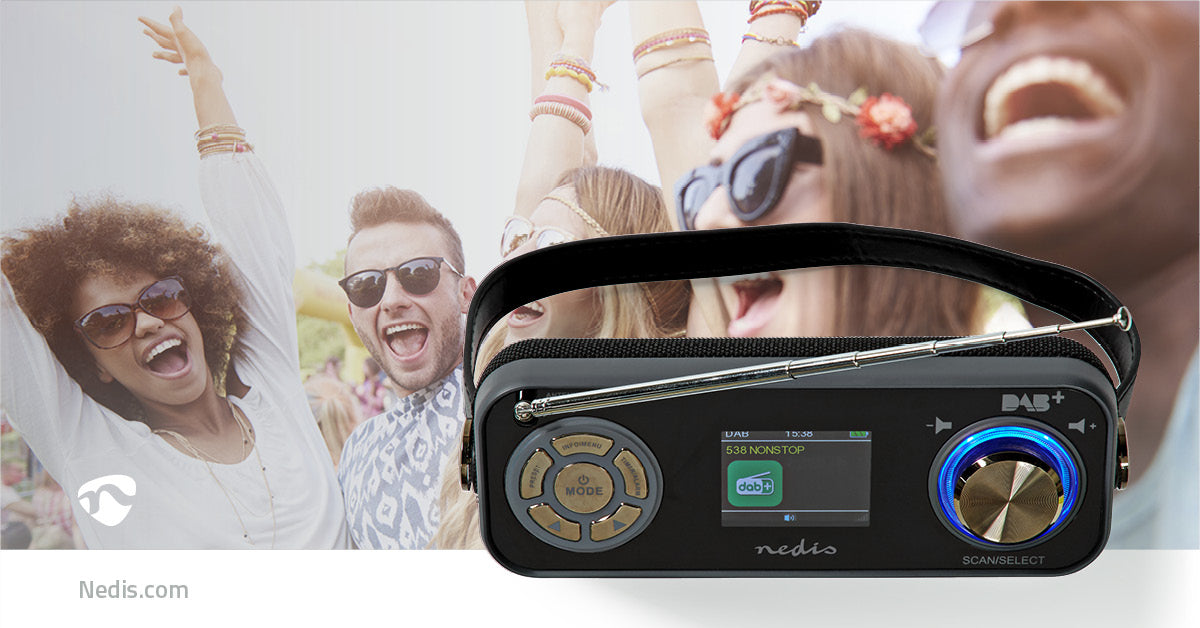 DAB+ Radio | Tisch Ausführumg | DAB+ / FM | 2.4 " | Farbbildschirm | Batteriebetrieben / Netzstromversorgung | Digital | 24 W | Bluetooth® | Kopfhörerausgang | Wecker | Sleep Timer | Tragegriff | Schwarz