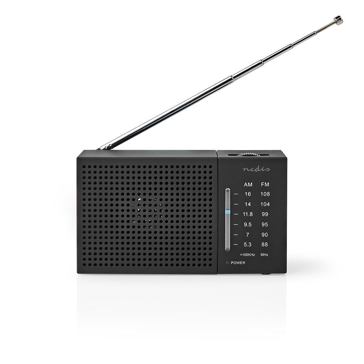 FM-Radio | Tragbare Ausführung | AM / FM | Batteriebetrieben | Analog | 1.5 W | Scharz-weiß Monitor | Bluetooth® | Kopfhörerausgang | Schwarz