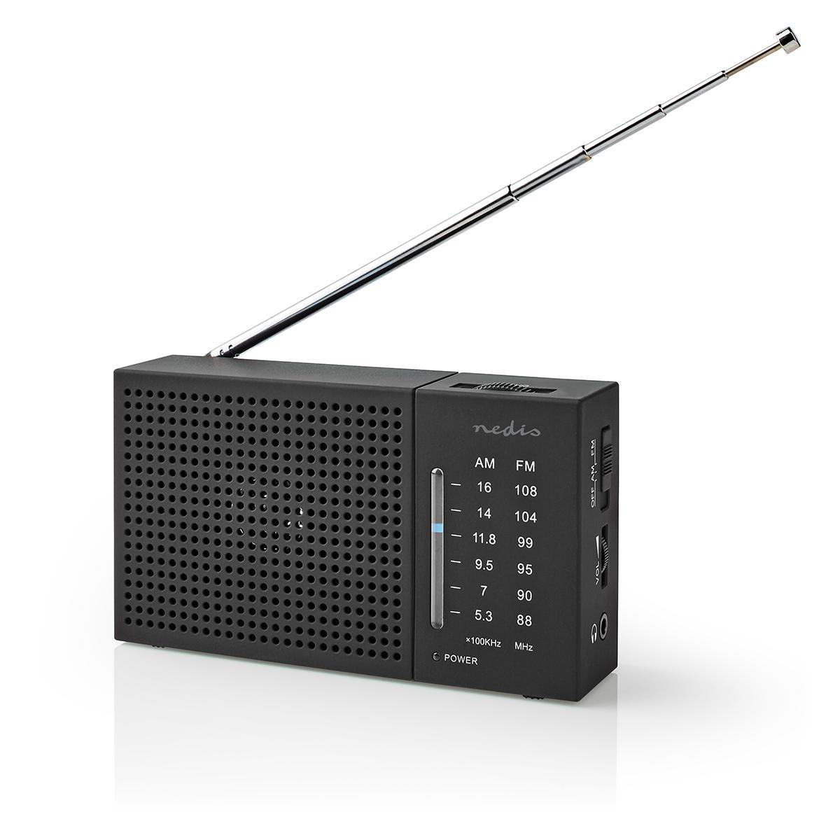 FM-Radio | Tragbare Ausführung | AM / FM | Batteriebetrieben | Analog | 1.5 W | Scharz-weiß Monitor | Bluetooth® | Kopfhörerausgang | Schwarz