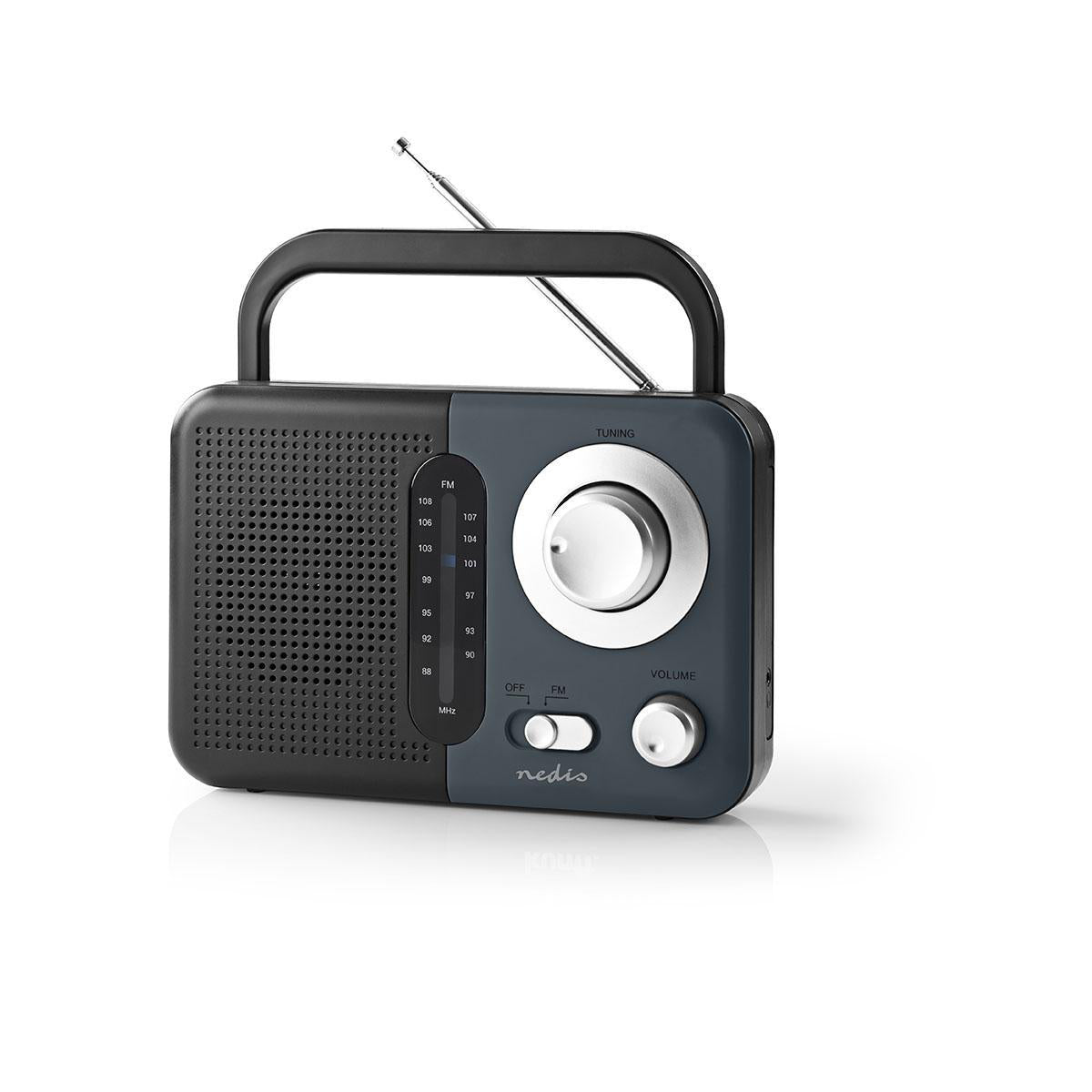 FM-Radio | Tragbare Ausführung | FM | Batteriebetrieben / Netzstromversorgung | Analog | 2.4 W | Scharz-weiß Monitor | Bluetooth® | Kopfhörerausgang | Tragegriff | Grau / Schwarz