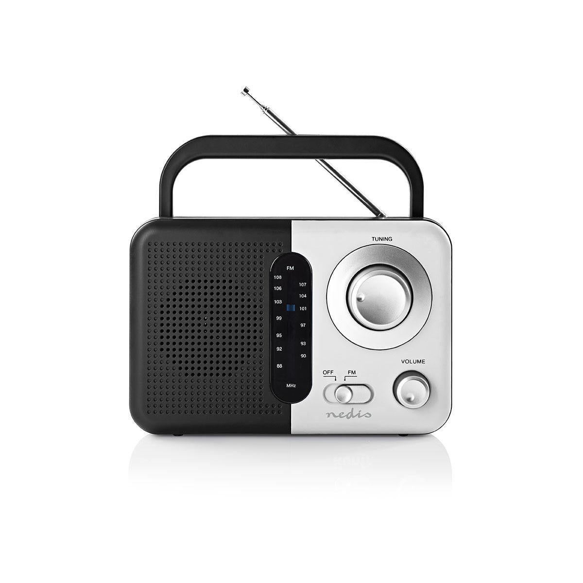 FM-Radio | Tragbare Ausführung | FM | Batteriebetrieben / Netzstromversorgung | Analog | 2.4 W | Scharz-weiß Monitor | Bluetooth® | Kopfhörerausgang | Tragegriff | Schwarz / Weiss