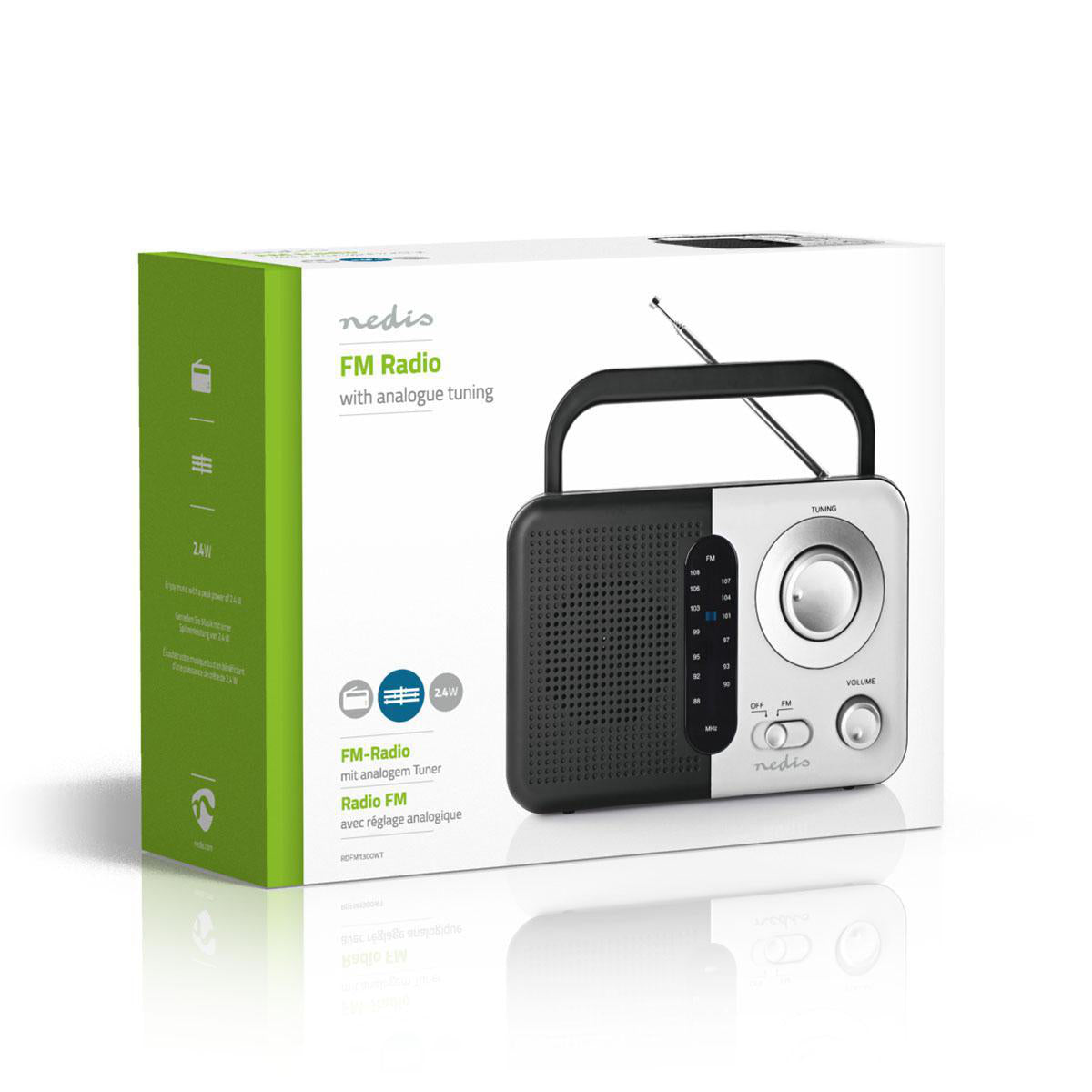 FM-Radio | Tragbare Ausführung | FM | Batteriebetrieben / Netzstromversorgung | Analog | 2.4 W | Scharz-weiß Monitor | Bluetooth® | Kopfhörerausgang | Tragegriff | Schwarz / Weiss