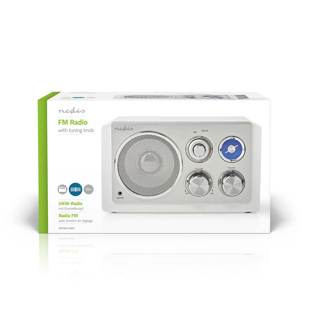 FM-Radio | Tisch Ausführumg | FM | Netzstromversorgung | Analog | 15 W | Bluetooth® | Weiss