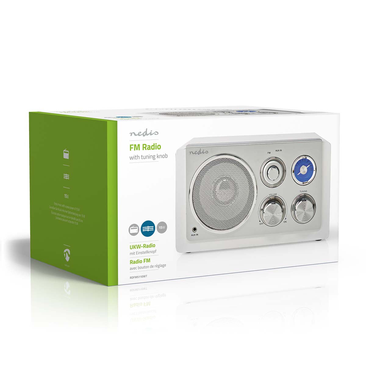 FM-Radio | Tisch Ausführumg | FM | Netzstromversorgung | Analog | 15 W | Bluetooth® | Weiss