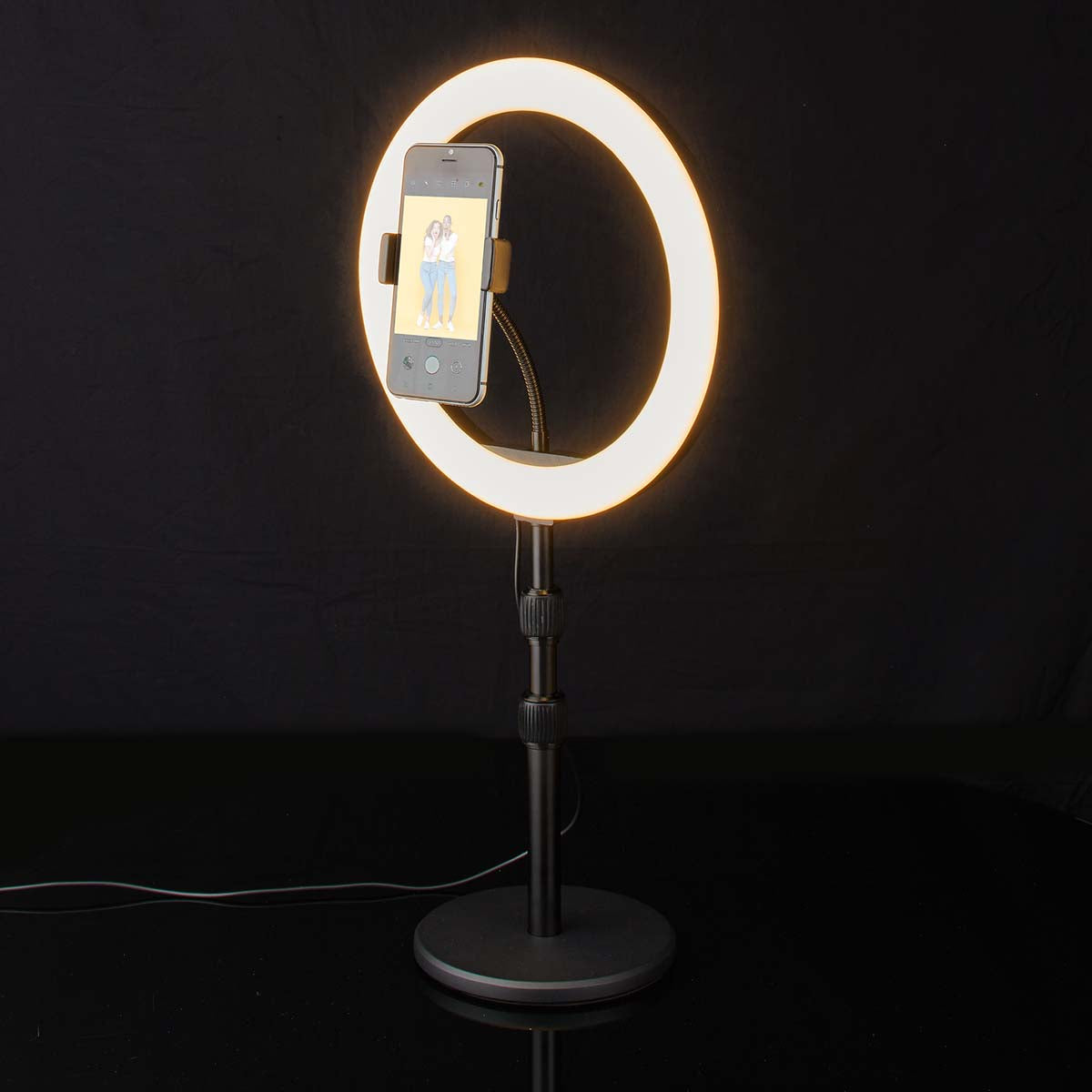 Ringlicht | 10 inch | 120 LED's | 2700 - 6700 K | Tisch | Schwarz