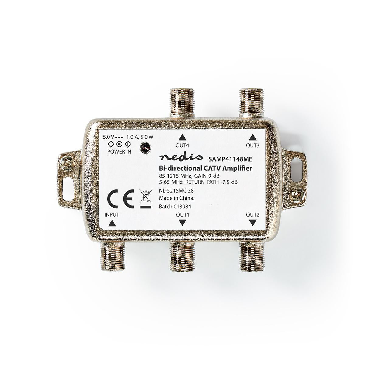 CATV-Verstärker | Verstärkung dBi (bei Antennenkabel): 9 dB | 85 - 1218 MHz | Anzahl der Ausgänge: 4 | Return path | Silber