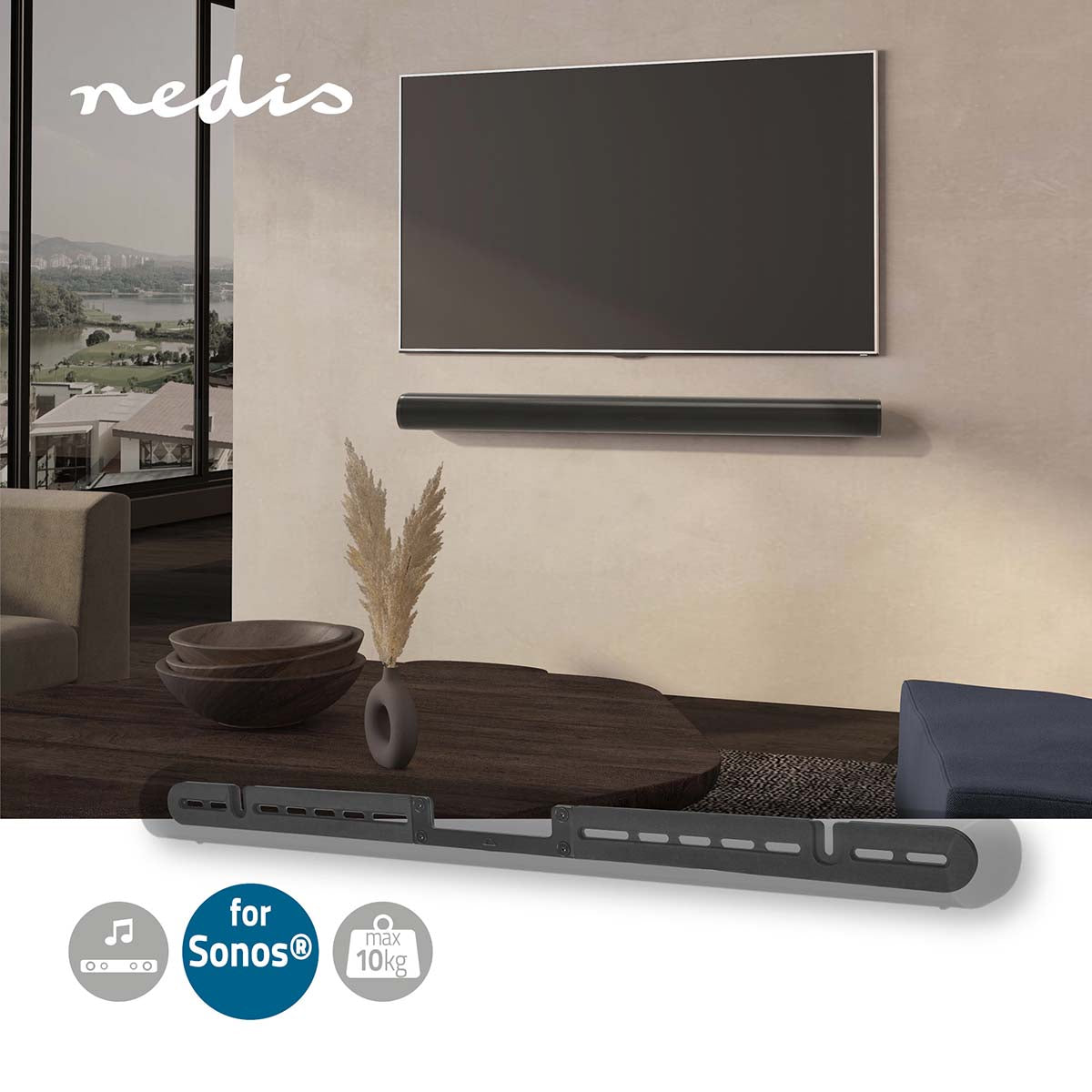 Soundbar Halterung | Kompatibel mit: Sonos® Arc™ | Wand | 10 kg | Fest | ABS / Stahl | Schwarz