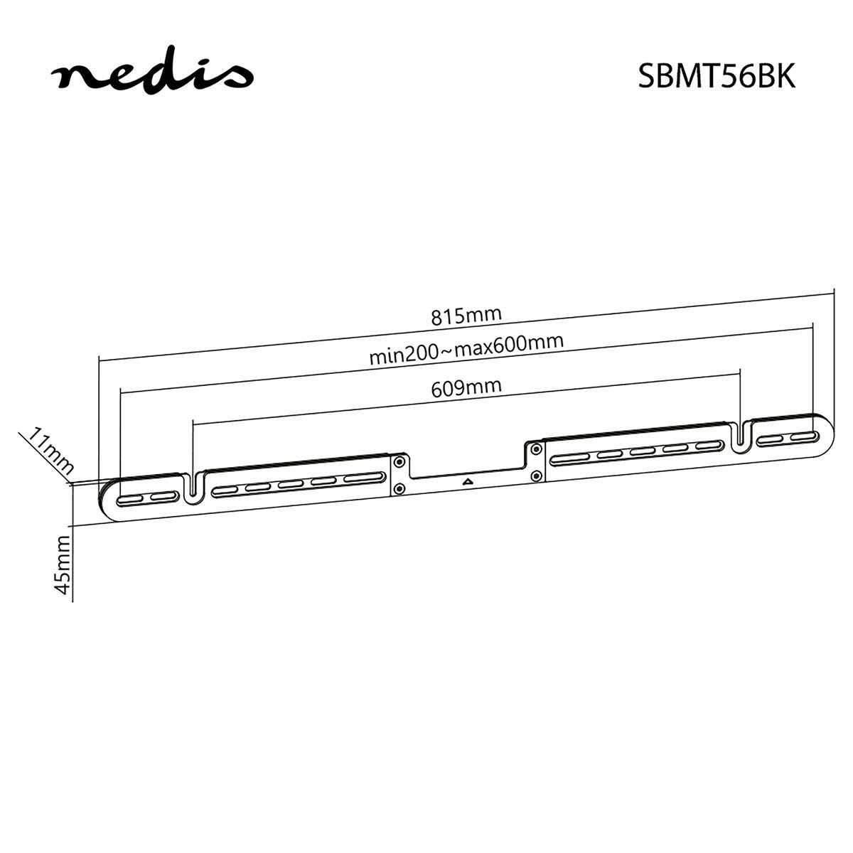 Soundbar Halterung | Kompatibel mit: Sonos® Arc™ | Wand | 10 kg | Fest | ABS / Stahl | Schwarz