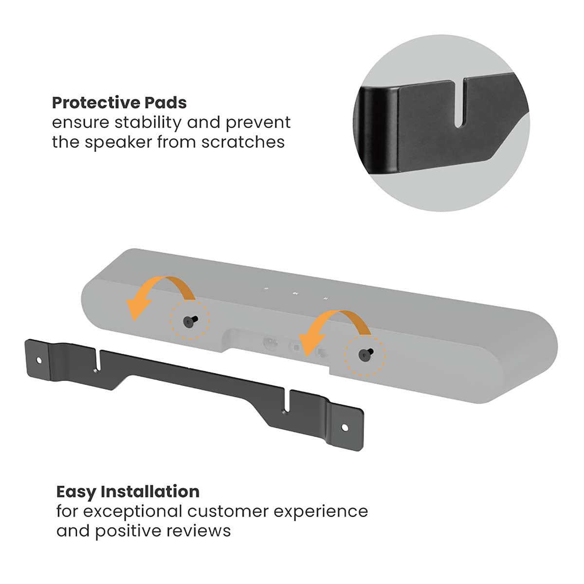 Soundbar Halterung | Kompatibel mit: Sonos® Ray™ | Wand | 2 kg | Fest | ABS / Stahl | Schwarz