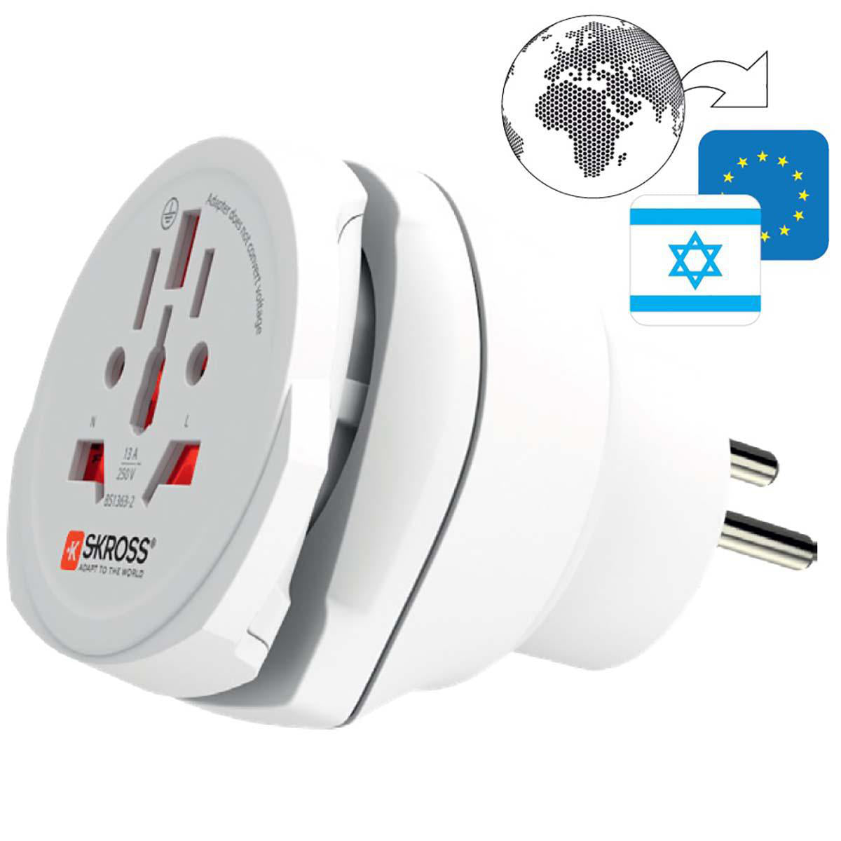 Reise-Adapter Reiseadapter Combo - World für Israel mit Schutzkontakt