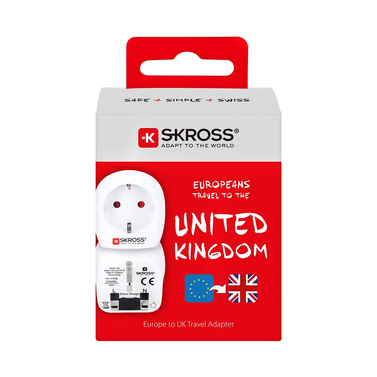 Reise-Adapter Reiseadapter Europa-Grossbritannien mit Schutzkontakt