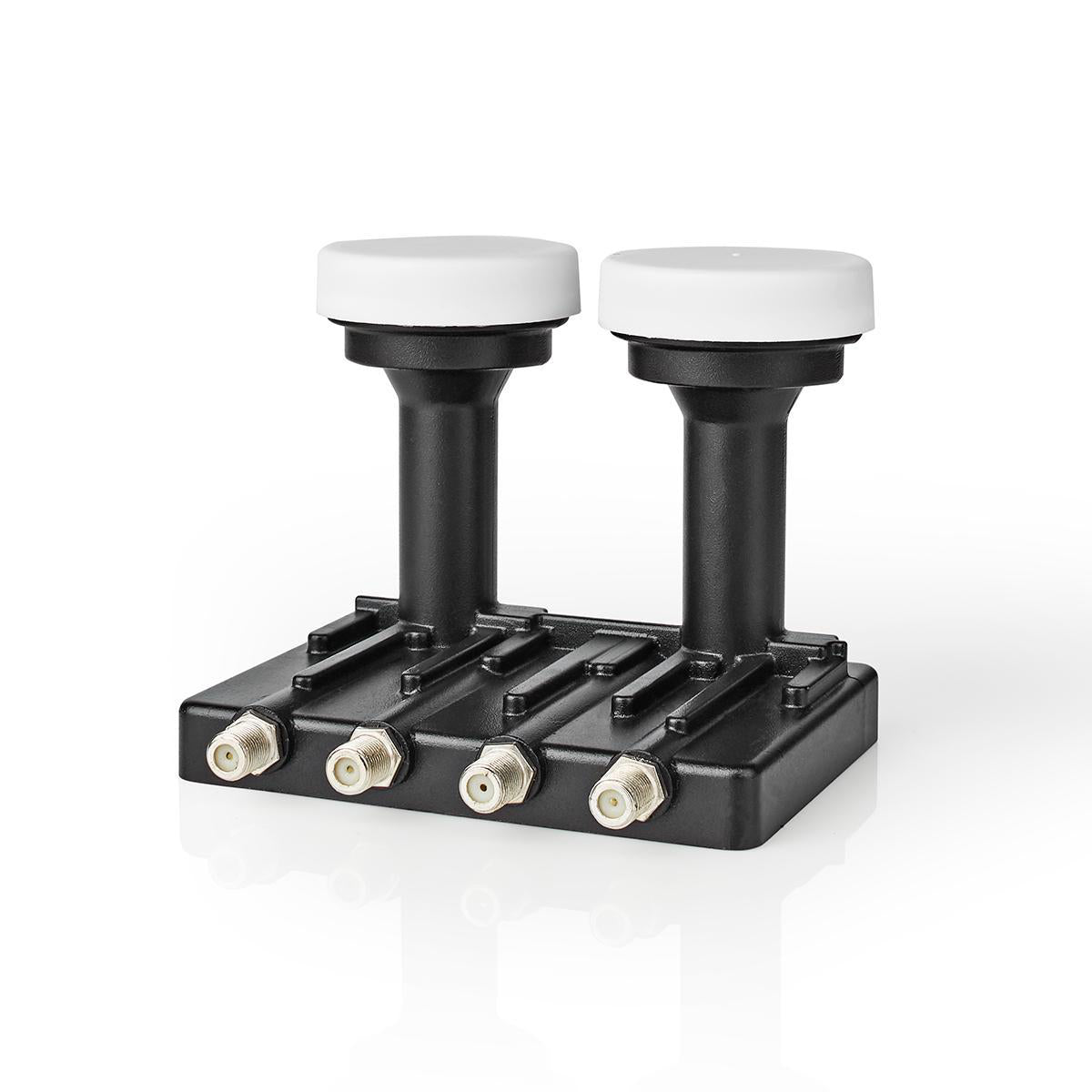 LNB | Quad Monoblock 6,0 ° | Ausgangsanschluss: 4x F-Connector | Rauschmaß Bereich: 0.85 dB | Konversionsgewinn: 52 - 67 dB | Schwarz | Passend für: Astra+ / Hotbird