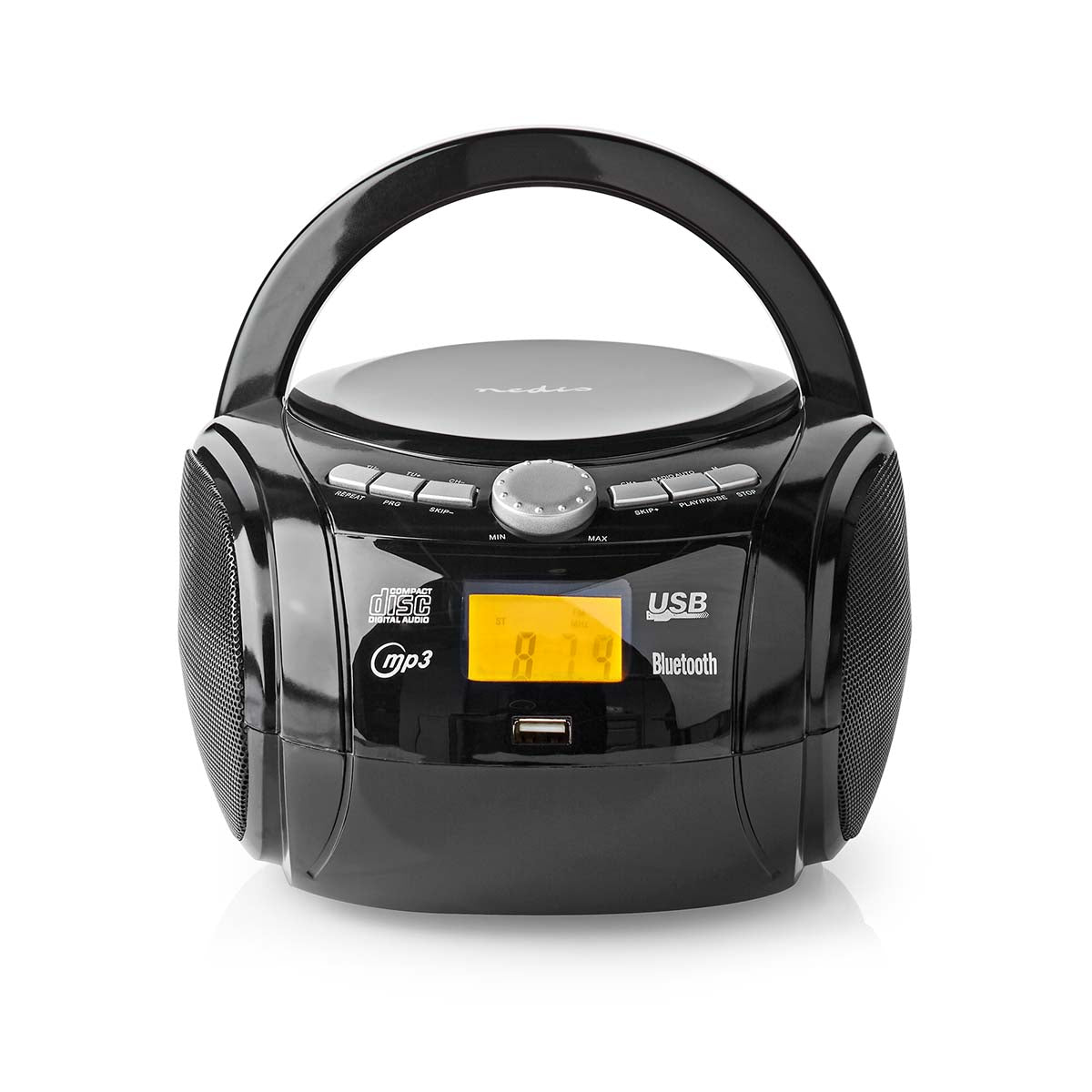 CD-Player Boombox | Batteriebetrieben / Netzstromversorgung | Stereo | 9 W | Bluetooth® | FM | USB Wiedergabe | Tragegriff | Schwarz