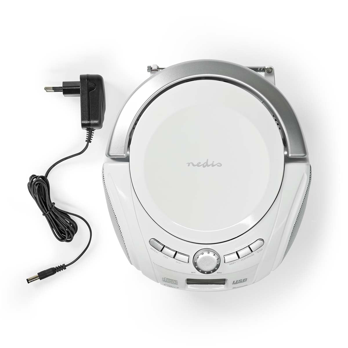 CD-Player Boombox | Batteriebetrieben / Netzstromversorgung | Stereo | 9 W | Bluetooth® | FM | USB Wiedergabe | Tragegriff | Weiss