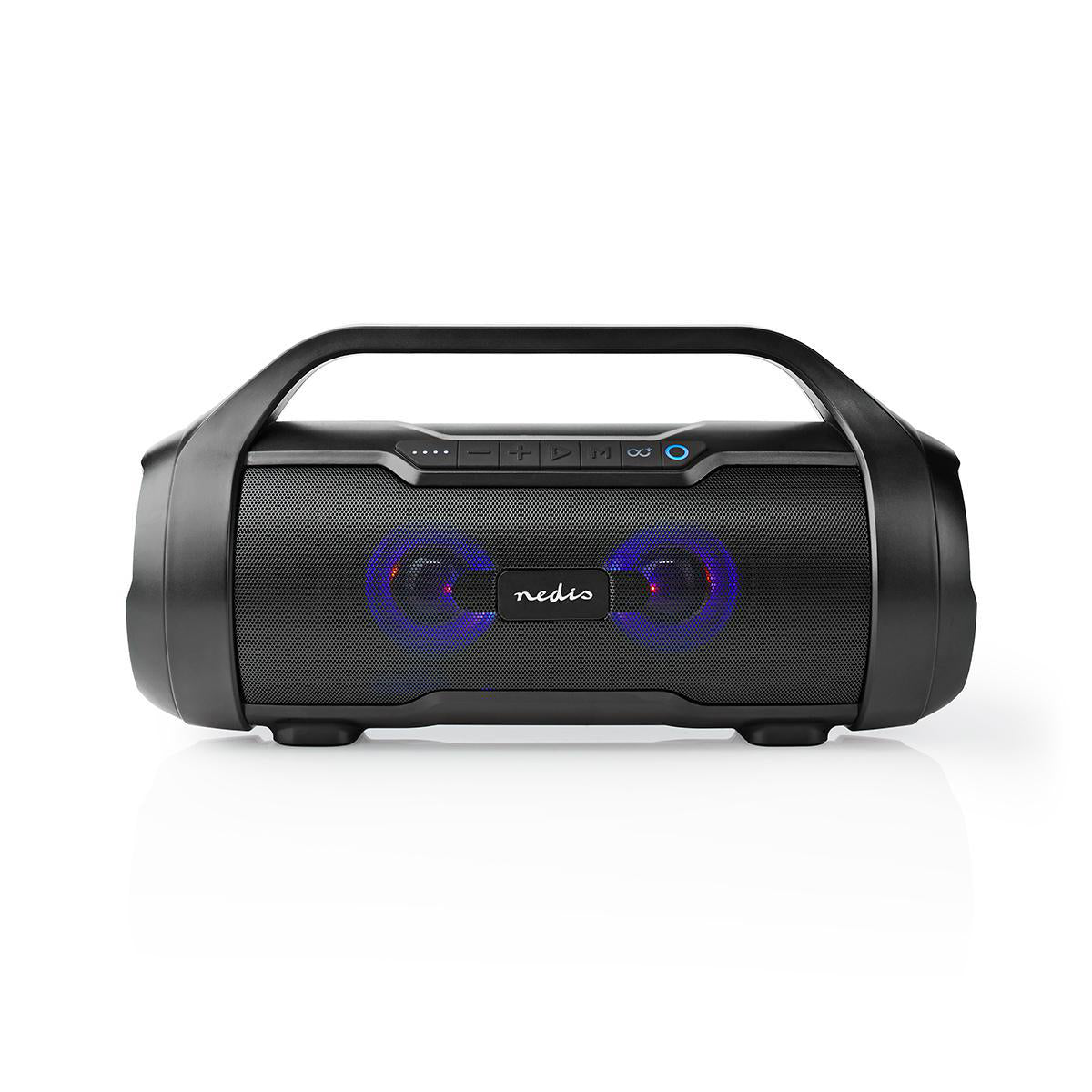 Bluetooth® Party Boombox | 6 Std | 2.0 | 120 W | Medienwiedergabe: AUX / Micro SD / USB | IPX5 | Verknüpfbar | Tragegriff | Partylicht | Schwarz