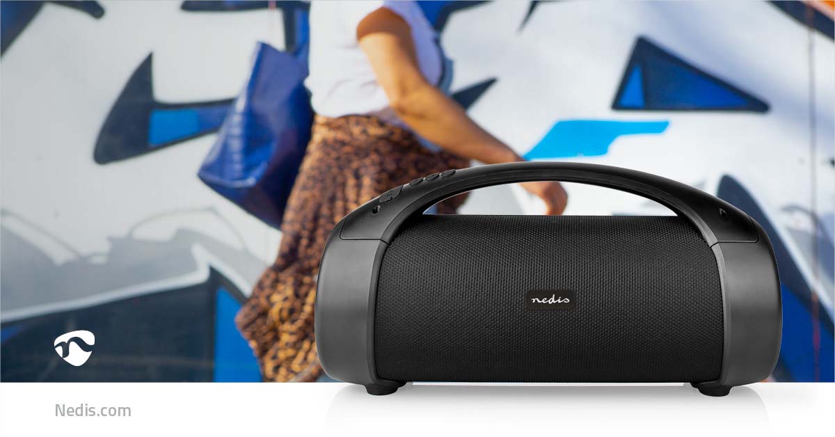 Bluetooth® Party Boombox | 6 Std | 2.0 | 50 W | Medienwiedergabe: AUX / USB | IPX5 | Verknüpfbar | Tragegriff | Partylicht | Schwarz