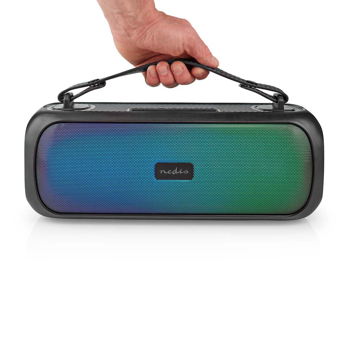 Bluetooth® Party Boombox | 4.5 Std | 2.0 | 45 W | Medienwiedergabe: AUX / USB | IPX5 | Verknüpfbar | Tragegriff | Partylicht | Schwarz