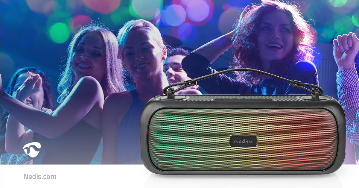 Bluetooth® Party Boombox | 4.5 Std | 2.0 | 45 W | Medienwiedergabe: AUX / USB | IPX5 | Verknüpfbar | Tragegriff | Partylicht | Schwarz