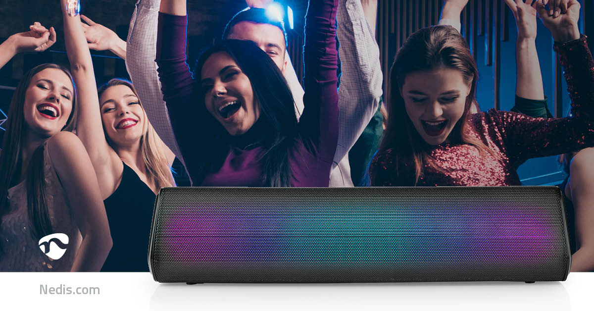 Bluetooth®-Lautsprecher | max. Batteriespielzeit: 6 Std | Tisch Design | 18 W | Stereo | Eingebautes Mikro | Verknüpfbar | Schwarz